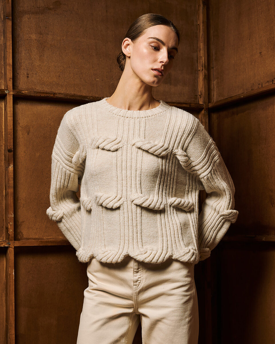 Cable Knit Sweater Off White