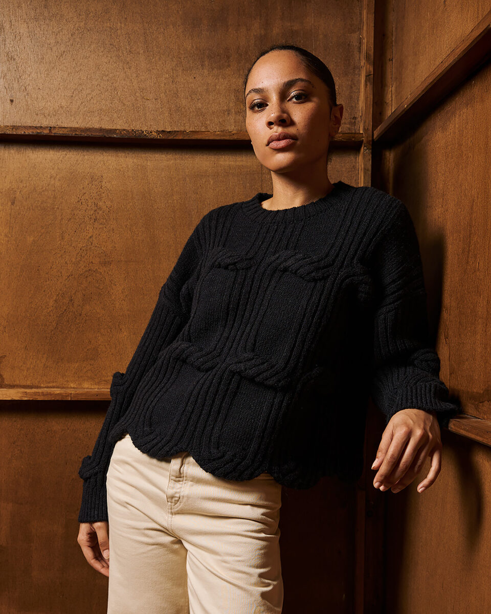 Cable Knit Sweater Black