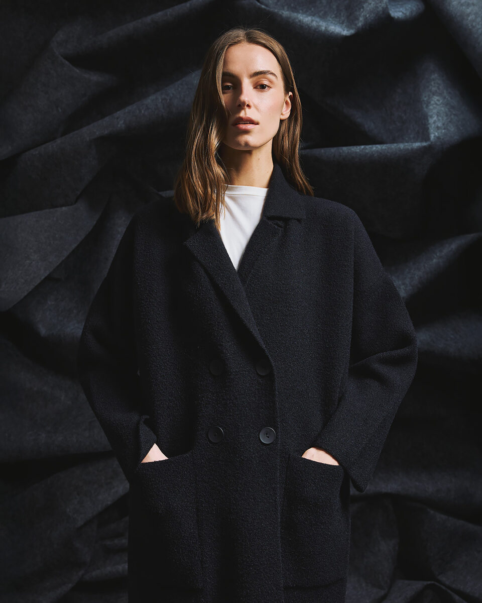 Across Buttons Oversized Long Cardigan Black