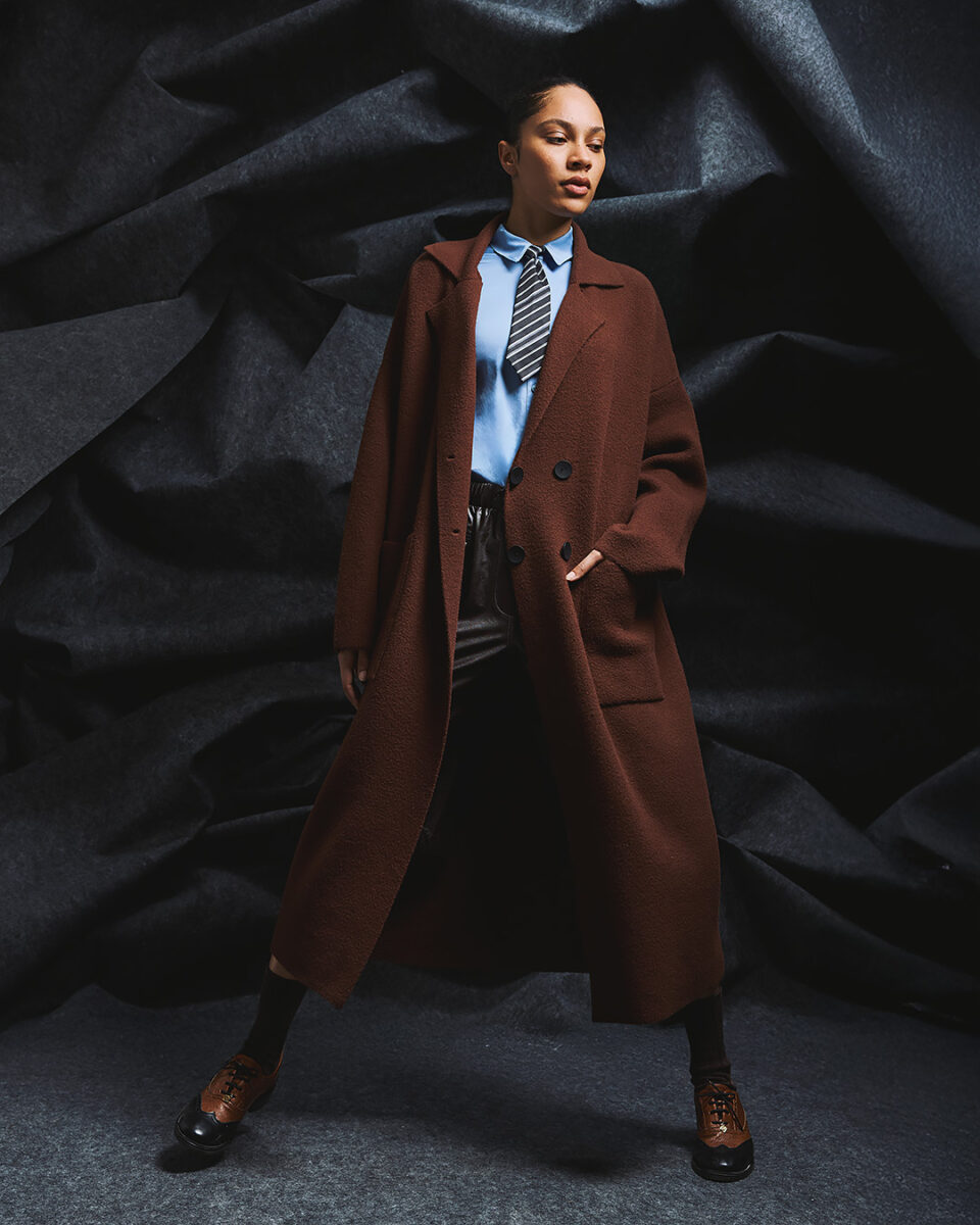 Across Buttons Oversized Long Cardigan Coffee