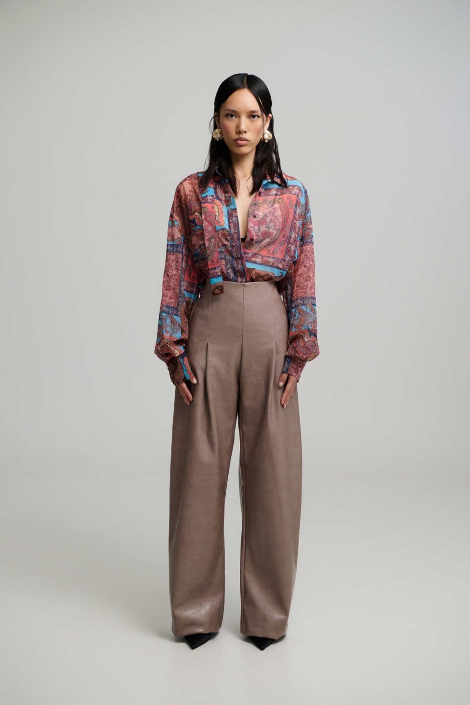 Nadiya Barrel Faux Leather Pants