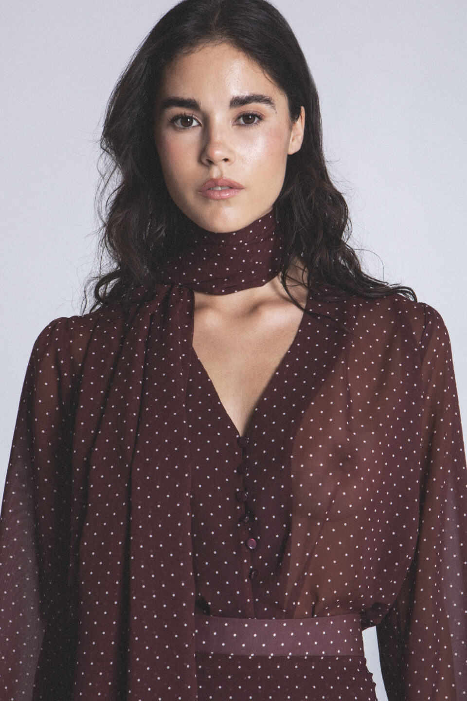 Burgundy Polka Dots Shirt