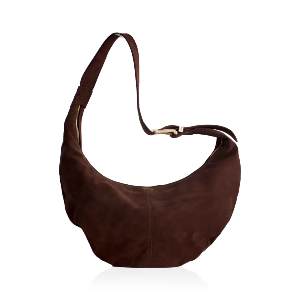 Ariana Suede Leather Shoulder Bag - Chocolate