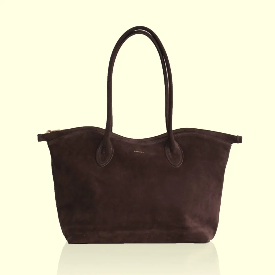 Bisou Large Leather Shopper - Chocolate Suede