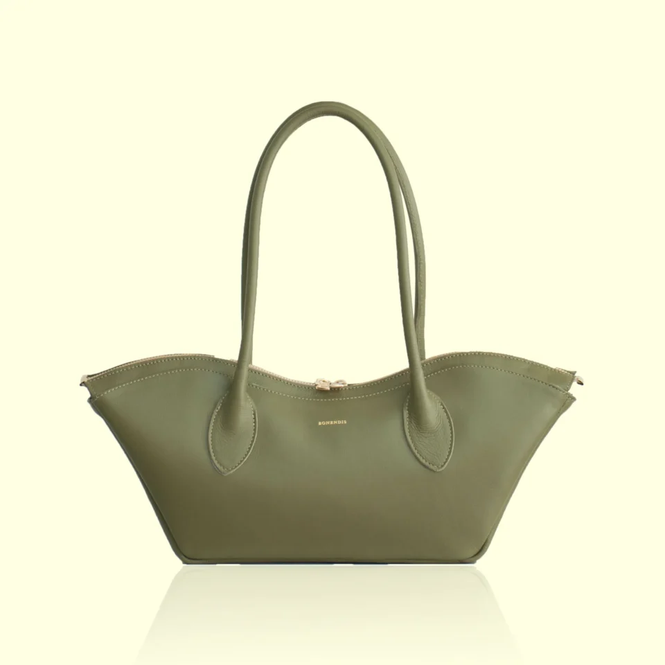 Bisou Small Leather Shoulder Bag - Olive Green