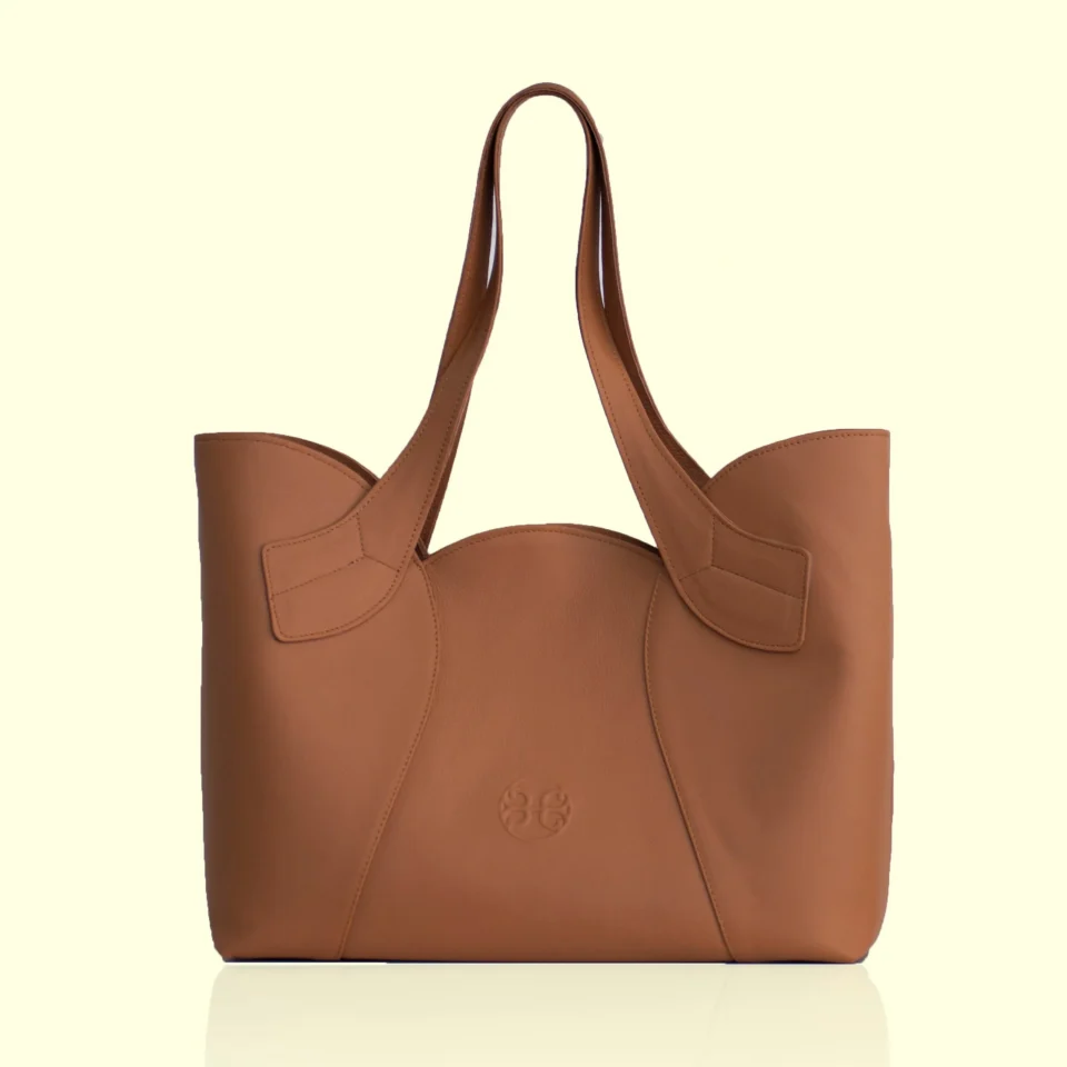 Tulip Leather Tote Bag - Tabac