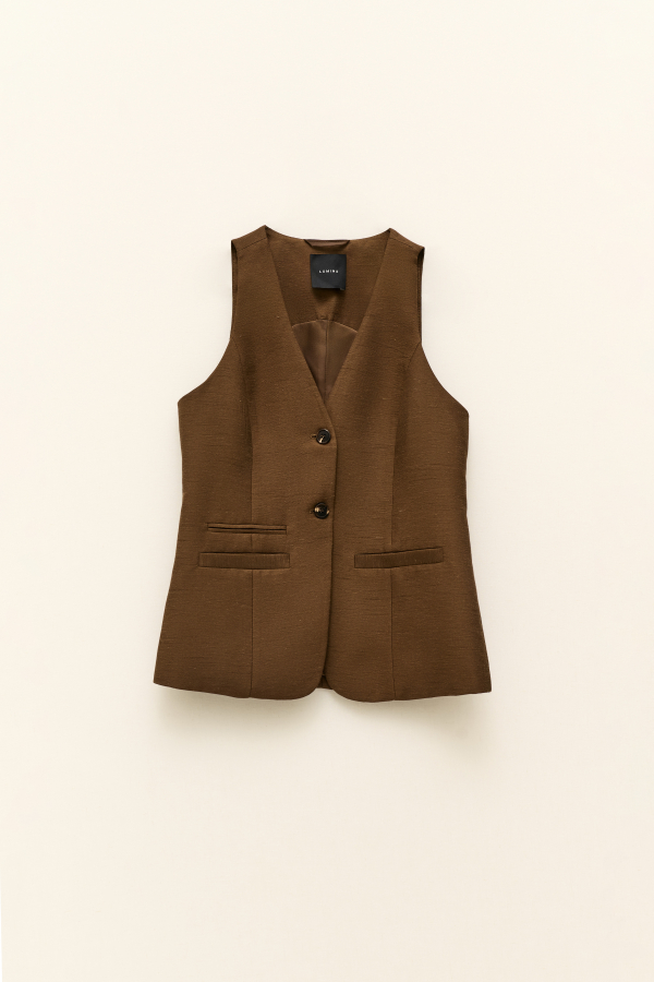 V-Neck Vest Brown