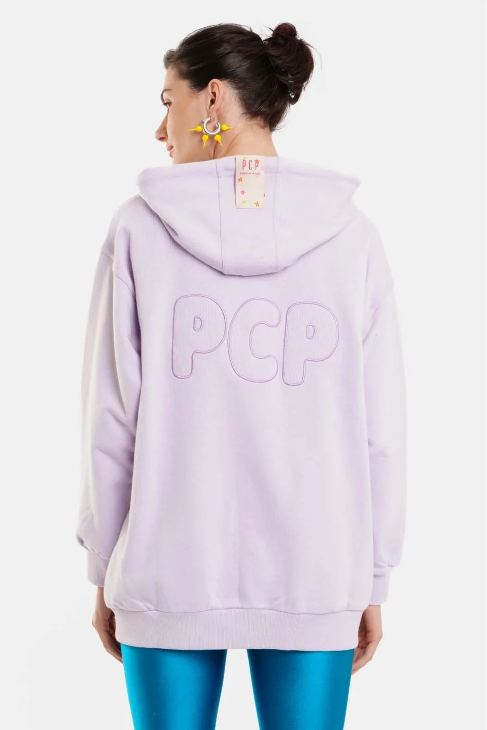 Woman Zip Hoodie with embroidery - Basic Lilac