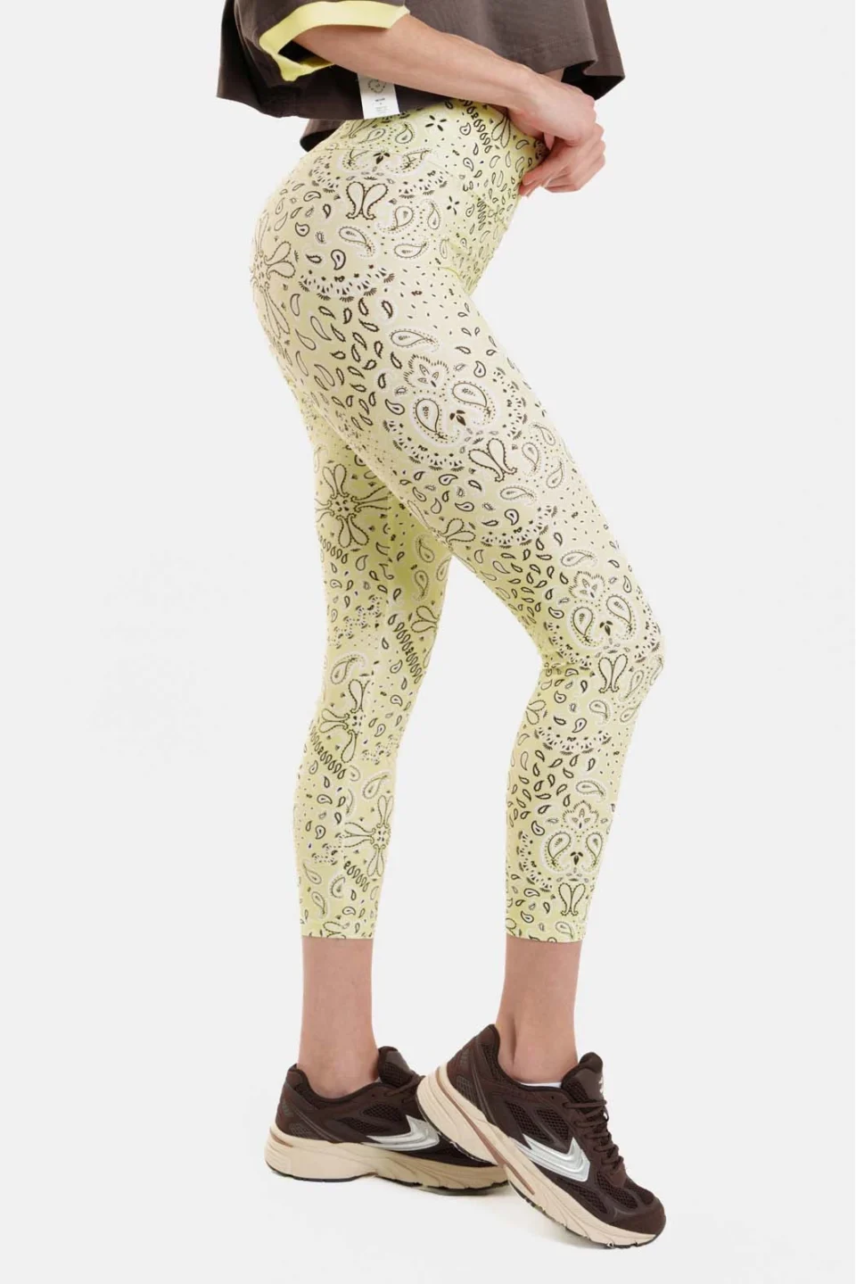 Woman Printed High-Waisted Leggings 7/8 - Bandana Yellow