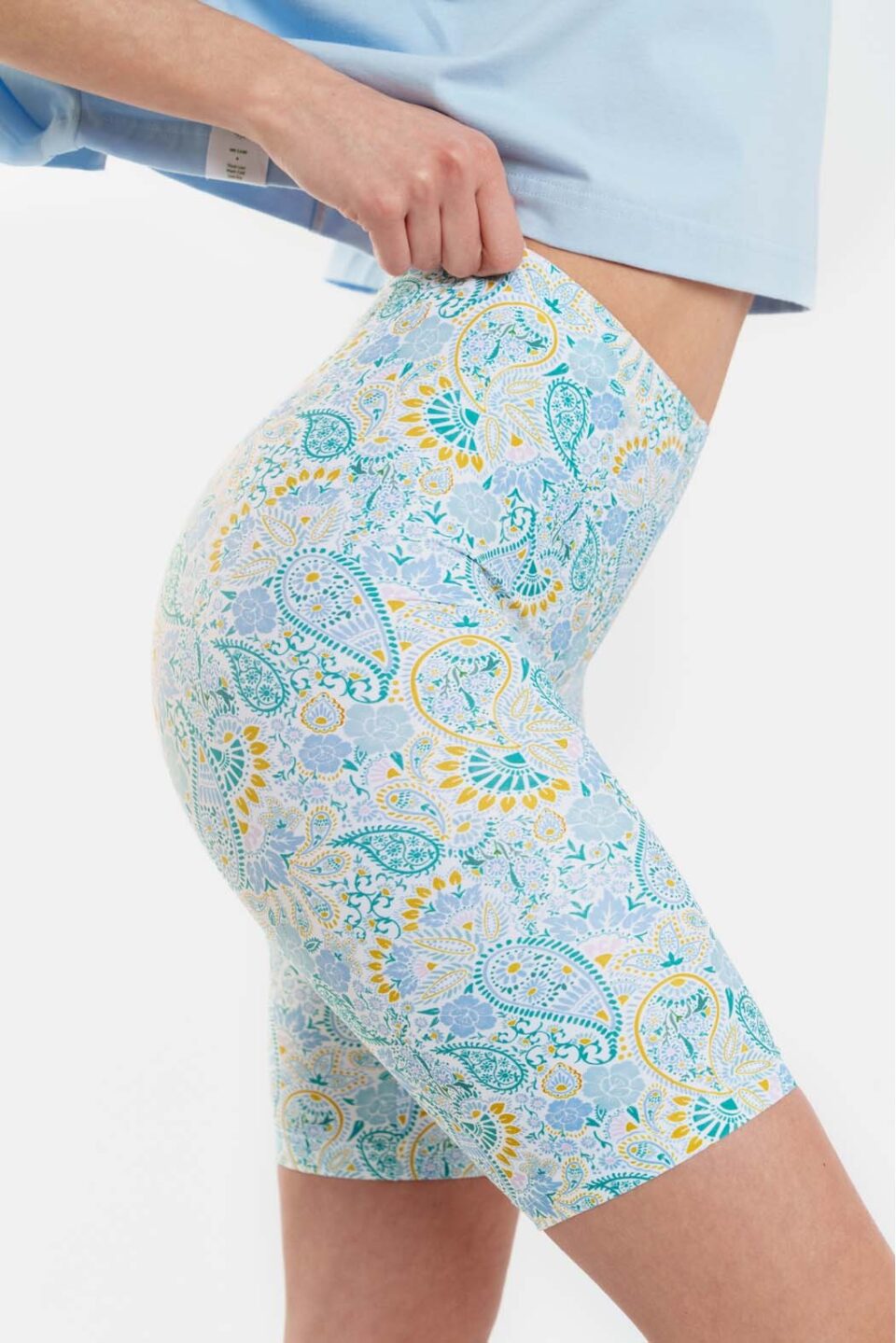 Woman Biker Leggings - Bandana Light Blue