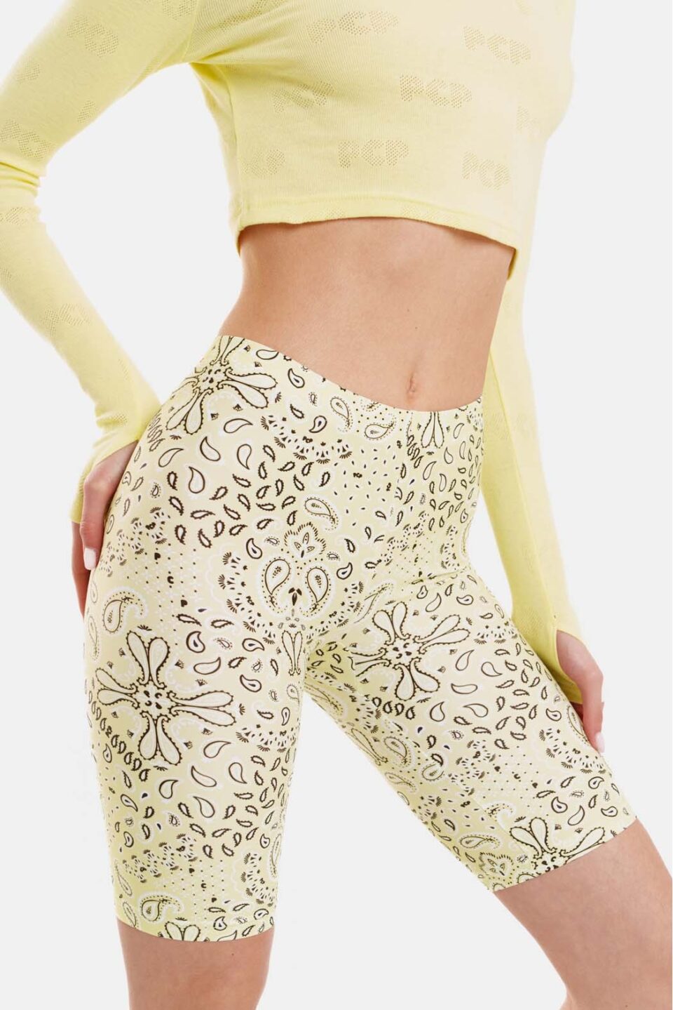 Woman Biker Leggings - Bandana Yellow