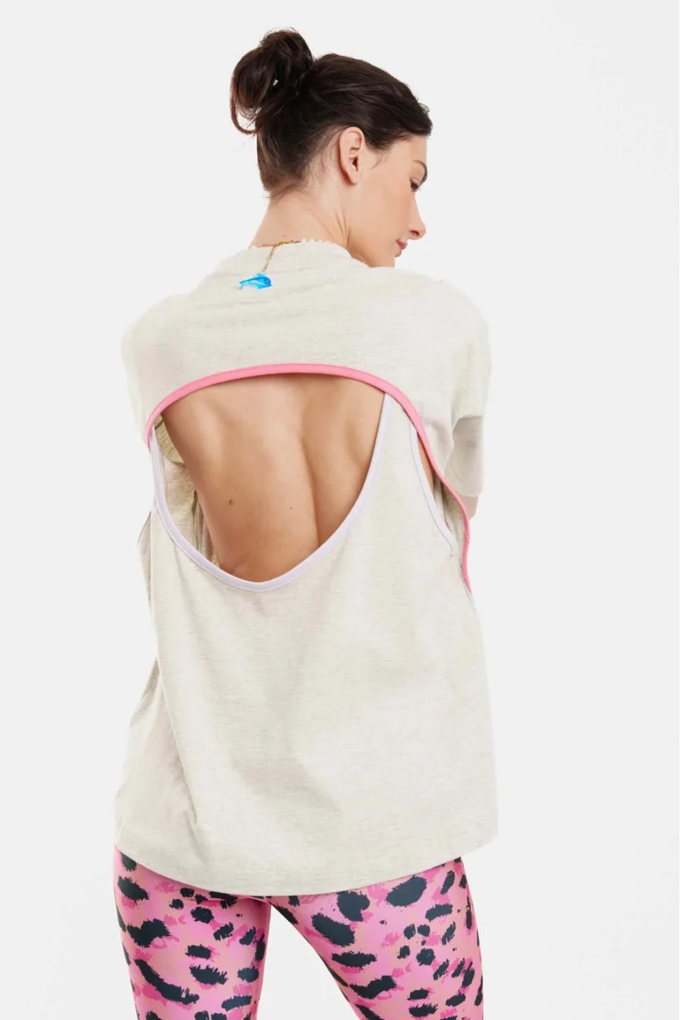 Woman Short Sleeve T-Shirt with embroidery - Aria Grey