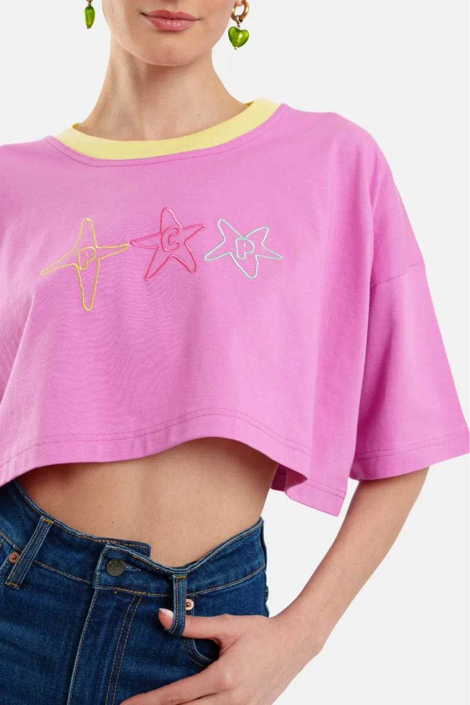 Woman Crop Top with embroidery - Stars Flirt