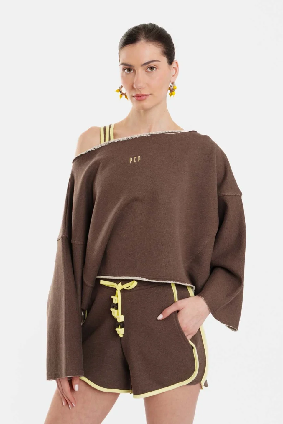 Woman Shorts with embroidery - Bonny Brown