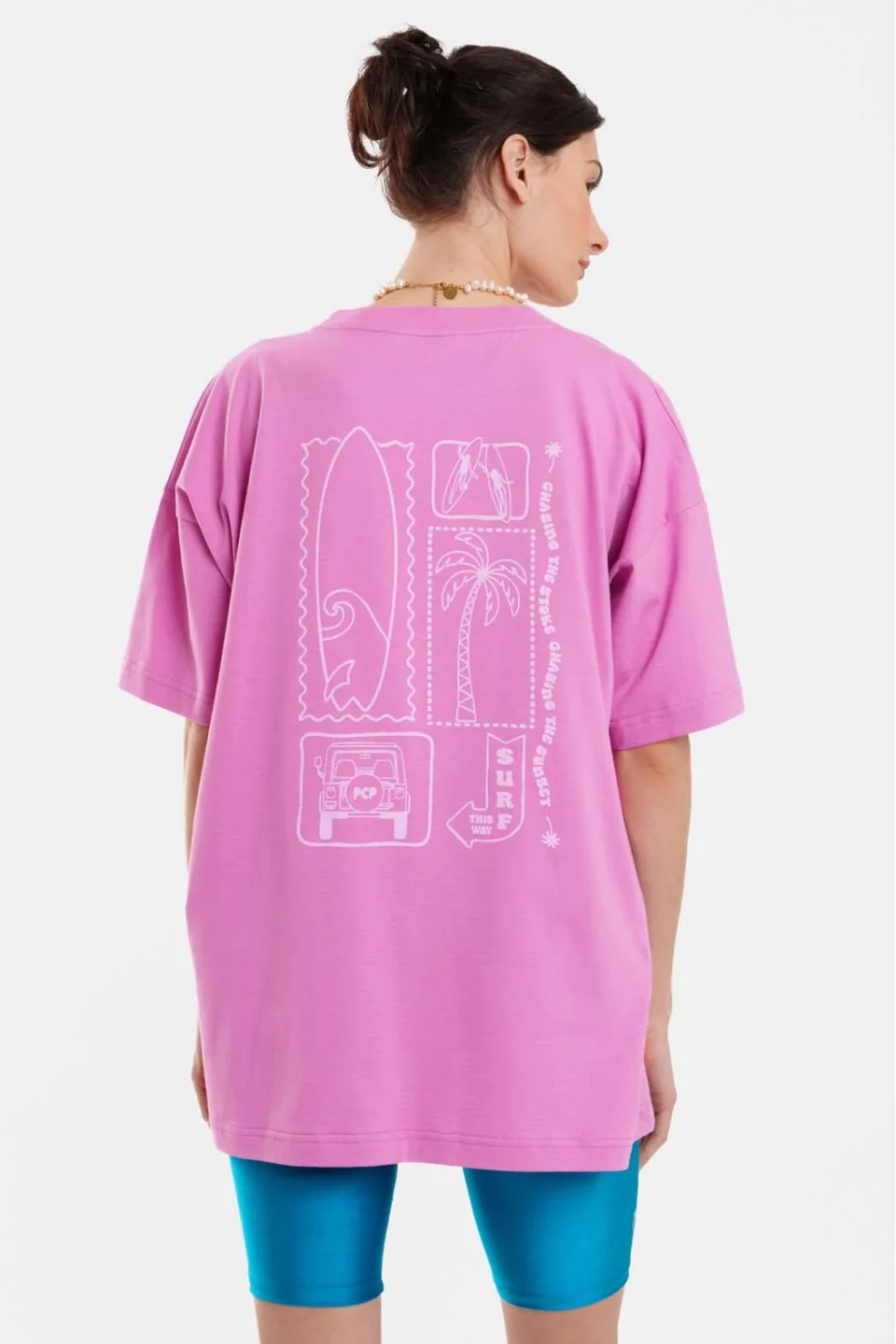 Woman Short Sleeve T-Shirt with silk print - Surf Flirt